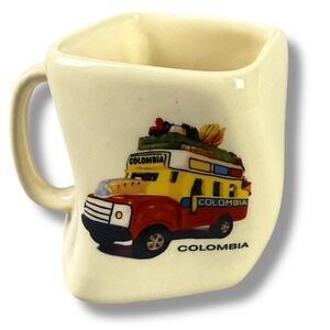 Café de Colombia Souvenir Mug Colombia Chiva Bus Twisted Bent Shape Ceramic GUC